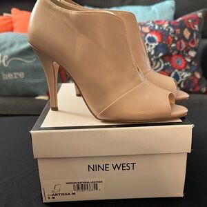 Nine West Natural Leather Peep Toe Heels